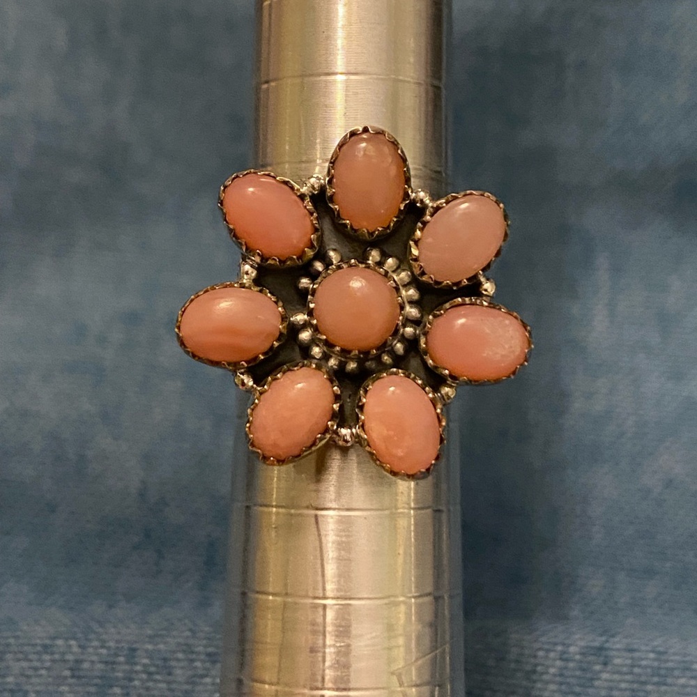 Pink Opal Flower Ring - image 1